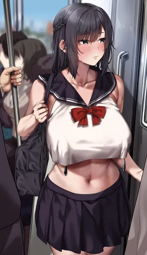 [弱電波]電車で夏服 ボディペイント露出